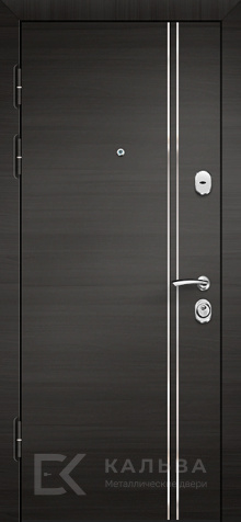 Фото №2 «Стальная дверь для квартиры диагональный рисунок снаружи графитовые полосы внутри №211»