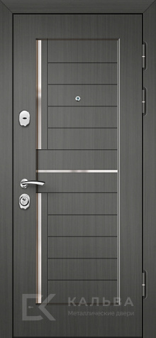 Фото «Стальная дверь графит с хром-вставками и панелью орех для квартиры №546»