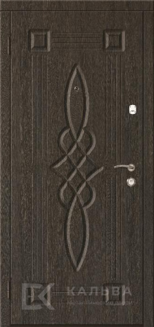 Фото №2 «Железная дверь антик медь снаружи тёмный дуб с узором внутри №11»