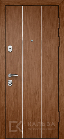 Фото «Металлическая дверь для квартиры орех с вставками и ромбами №575»