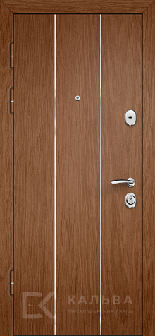 Фото №2 «Входная дверь светлая и орех с вертикальными вставками для квартиры №356»