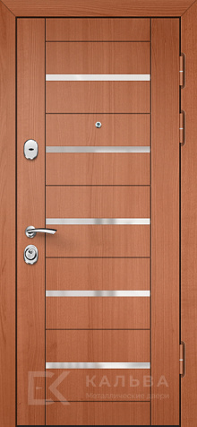 Фото «Металлическая дверь орех с алюминиевыми вставками и филёнкой для квартиры №8»