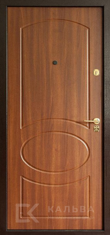 Фото №2 «Железная дверь тёмный шоколад гладкая с МДФ-панелью орех арка №28»