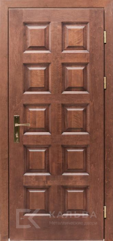 Фото «Входная дверь светлая с геометрическим рельефом и панелью под орех №553»