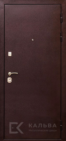 Фото «Входная дверь тёмная порошковая внутри МДФ махагон №2»