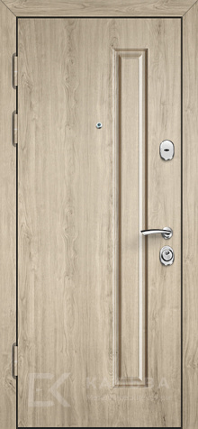 Фото №2 «Входная дверь тёмный дуб с филенкой и светлой вставкой №38»