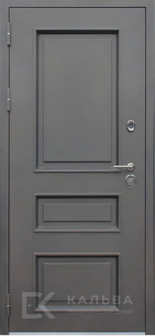 Фото №2 «Входная дверь тёмный дуб с панелями внутри серая классика №382»