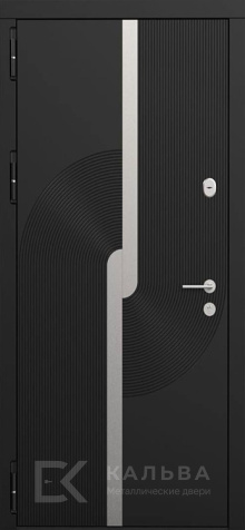 Фото №2 «Железная дверь чёрная модерн с фактурой коричневая панель для квартиры №501»