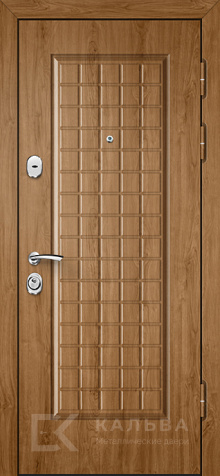 Фото «Железная дверь дуб с решёткой внутри белая классика для дома №359»