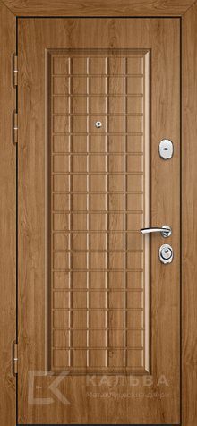 Фото №2 «Стальная дверь серая с резьбой изнутри дубовая решётка №543»