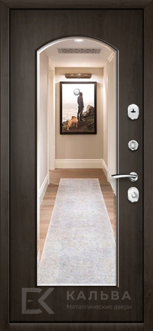 Фото №2 «Металлическая дверь венге с арочным зеркалом и МДФ №47»