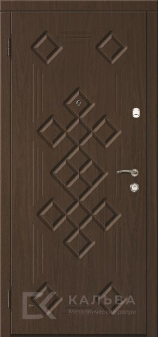 Фото №2 «Железная дверь чёрная классика с круглым рельефом и ромбами №16»