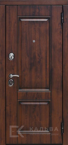 Фото «Металлическая дверь графит с фрезеровкой и панелью под орех №15»