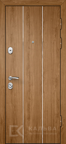 Фото «Железная дверь для частного дома орех классика и светлый дуб №527»