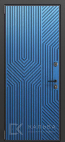 Фото №2 «Стальная дверь синяя 3D фрезеровка и МДФ венге №51»