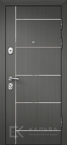 Фото «Стальная дверь антрацит с хром-вставками и панель орех арка №531»